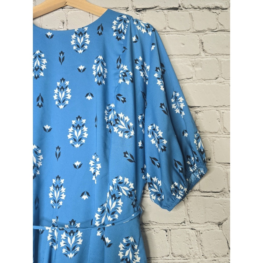 Ann Taylor Floral Summer Half Sleeve Shift Dress Size Large Petite Blue Vacation - Picture 4 of 11